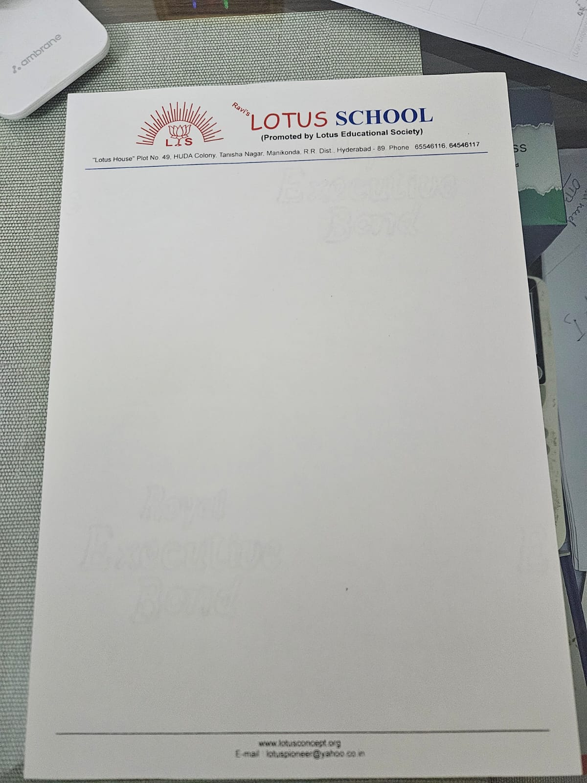 Earlier Lotus School letterhead